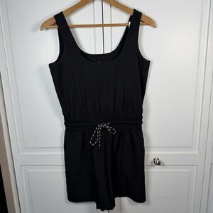 Lou & Grey Tank Romper Women's XS Drawstring Sleeveless Shorts Black Pockets New